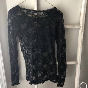 XXI Sheer Lace Long Sleeve Top